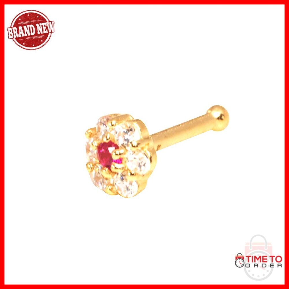 14k Gold CZ Nose Stud Threadless Piercing Minimal Elegant Hypoallergenic Jewelry
